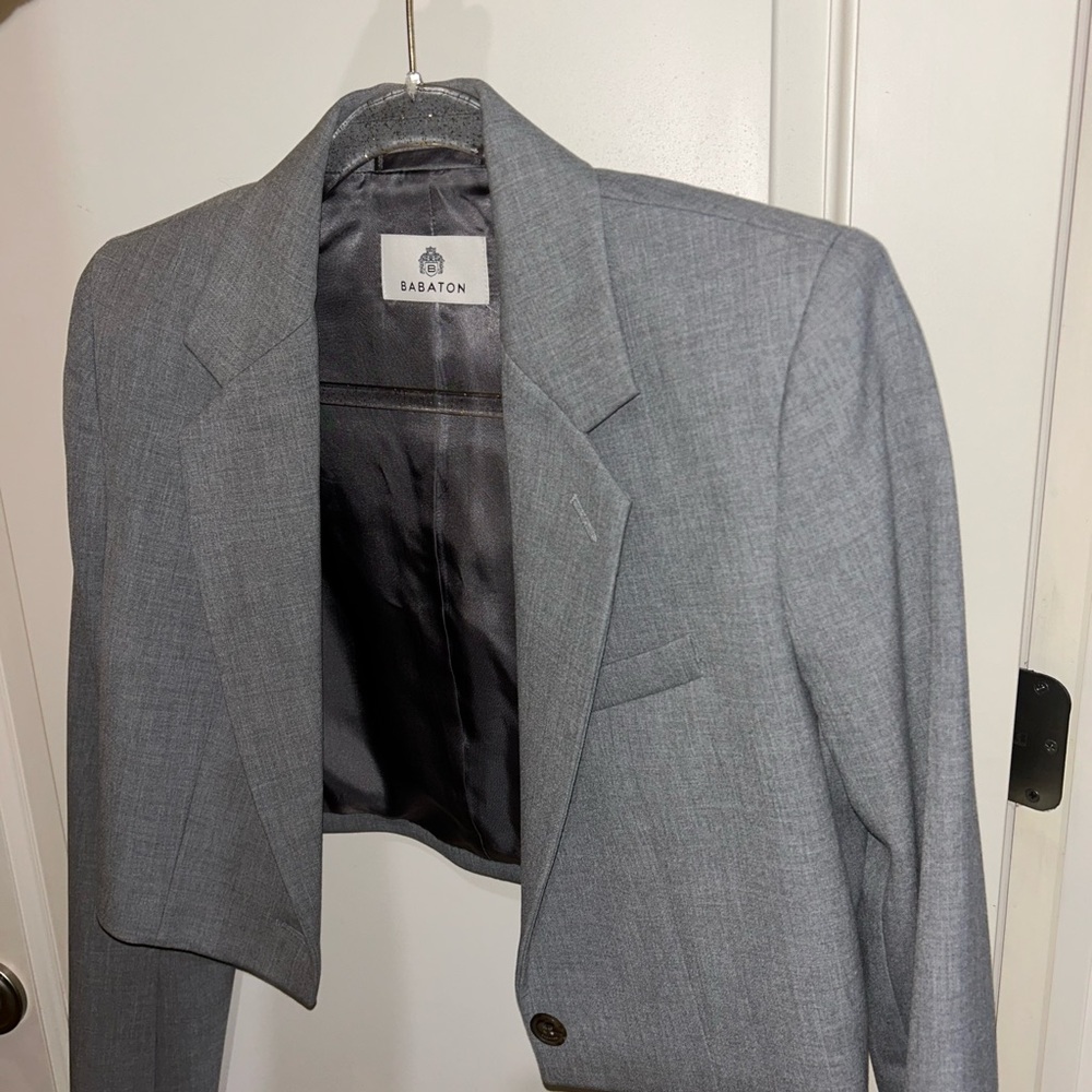 Babaton Gray Cropped Single-Button Blazer - image 1